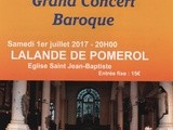 Grand concert baroque - Samedi 1er juillet  - 20h00 - Eglise Saint-Jean Baptiste à Lalande de Pomerol